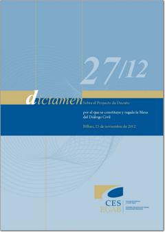 Dictamen 27/12 sobre el Proyecto de Decreto por el que se constituye y regula la Mesa del Diálogo Civil